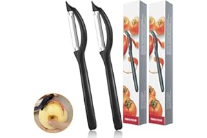 PROPOG 2 Pcs Eplucheur Légumes, Universel Econome Legumes Tranchant Denté Eplucheur Pomme de Terre with Box Éplucheur pour Fruits Tomate Pomme