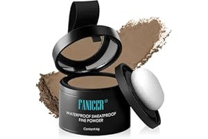 FANICER Ansatzpuder, Haarverdichtung und Wasserfestes Haar-Make-up für Kahle Stellen, Graue Haare Abdecken, Hair Styling Powder mit Spiegel Schwamm, Unsichtbares Haar Concealer -4g, Hellbraun