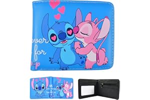 ZeYou Kids Wallet Stitch Wallet Anime Cartoon PU Luxury Leather Bifold Short Wallet for Kids Boys Girls Teenagers Adult Anime Game Fans Birthday Gift