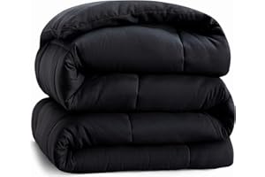 Casa Platino Double Duvet 10.5 Tog – Coverless Duvet with Corner Tabs, Box Stitched Quilt Microfibre Comforter, All Seasons, 200 x 200 cm - Black