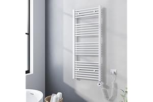 Meykoers Scaldasalviette Elettrico Bagno 120x50 cm, Radiatore portasciugamani per Bagno con termostato Digitale e Funzione Timer, Bianco