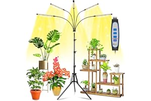 ‎WOLEZEK Wolezek Pflanzenlampe LED Vollspektrum, 5 Kopf 100 LEDs Pflanzenlicht mit Ständer, Wachstumslampe für Pflanzen mit 6/12/16H Zeitschaltuhr, 3 Farbmodi und 5 Stufen Dimmbar, Grow Light, Zimmerpflanzen