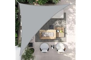 HENG FENG Żagiel Przeciwsłoneczny Wodoodporny Trójkątny PES 3x3x4.25m Poliester Ochrona Przed Promieniowaniem UV do Ogrodu Patio na Zewnątrz Balkon Kolor Szary