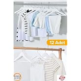 BabyLondy 12 Adet &Ccedil;ocuk Elbise Askısı, Bebek Askısı, Beyaz
