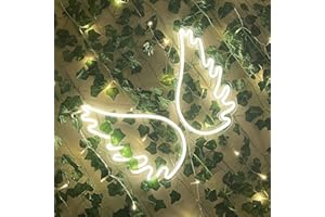 CACUINA Señal de neón con alas de ángel, gran LED de neón para decoración de pared, funciona con USB, muestra decorativa para bar, garaje, decoración del hogar, fiesta (luz blanca)