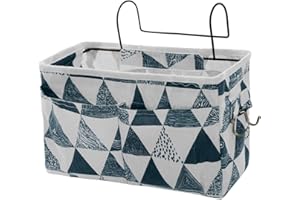 ZFKXGS Organisateur de Chevet Suspendu Panier de Rangement Suspendu Poche de Lit Organisateur Sacs de Chevet Sac de Rangement Étanche pour Téléphone Télécommande Journal Stylo Magazine (Triangle Bleu)