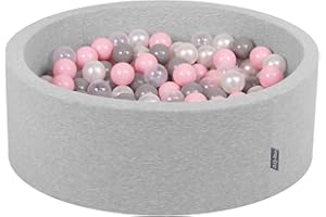 KiddyMoon 90X30cm/200 Bolas ∅ 7Cm Piscina De Bolas para Ninos Hecha En La UE, Gris Clr:Perla/Gris/Transparente/Rosa Clr