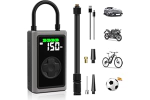 AWESAFE Compresseur d'air Portable à Affichage numérique 150PSI - Mini Pompe Haute Pression (vélo/Moto/Voiture/Basket-Ball et Football Universel)