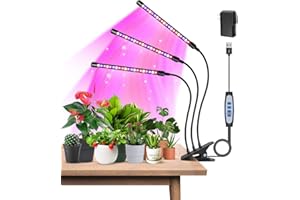 Garpsen Plant Light, 3 teste rosso - blu caldo bianco pieno spettro interno Plant Grow Light, 60 LED LED Seed Start Grow light con auto on/off 6/12/16h timer, 5 livelli di dimming