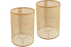 Holibanna 2 Pièces Abat-Jour En Rotin Tressé Abat-Jour Cylindrique à Clipser DéCoration Pour La Maison Le Salon La Salle De Bain