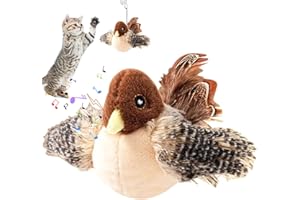 SEASBOES Interaktywna zabawka dla kotów, symulowany ćwierkający ptak, zabawka dla ptaków, zabawka dla kotów, zabawka dla kota latającego ptaka, zabawna zabawka dla kota