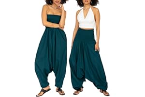 likemary Combinaison Convertible en Pantalon Fluide en Coton pour Femmes - Ensemble 2 en 1 - Taille unique Sarouel Combo Harem avec Poches Idéal pour les Vacances