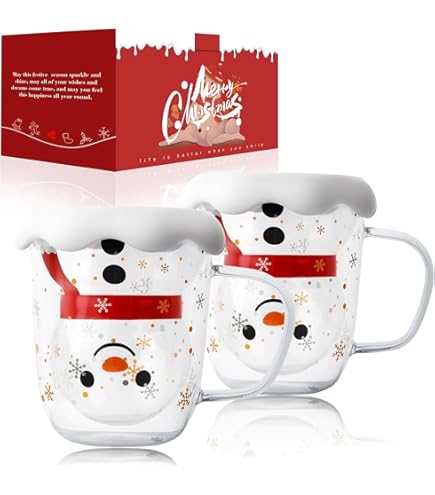 Binoster Jolies Tasses à Café De Noël à Double Paroi En Verre Pour Thé, Lait, Expresso, Décorations D'arbre De Noël, Cadeaux Amusants Pour Femmes