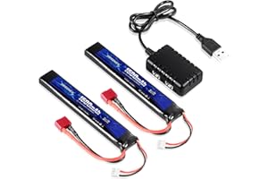 URGENEX Batterie LiPo Airsoft 7,4 V 1500 mAh 35 C à haut taux de décharge avec prise Deans T Batterie Lipo rechargeable 2S pour pistolets Airsoft