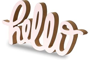 levandeo Scritta Hello L30 cm Pastello Rosa Legno Decorazione da Tavolo Decorativo Da Tavolo Decorazione Casa