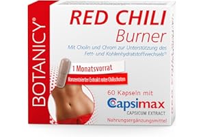 ‎BOTANICY BOTANICY Red Chili Burner - Markenrohstoff Capsimax® aus roter Chili - Fördert Fettverbrennung, reguliert Appetit - Hormonfrei, vegan - 60 Capsaicin Kapseln