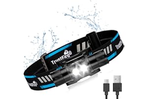 Linterna Frontal LED, TrustFire H5R Linterna Cabeza USB Recargable, Súper Brillante Linterna Frontal IP68 Impermeable para Pesca, Camping, Lectura, Senderismo, Ciclismo