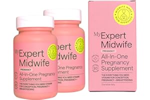 My Expert Midwife All in One Pre-Conception & Pregnancy Women's Vegan Supplements, 12 Essential Prenatal Vitamins & Minerals, 60 Capsules, 2 Months Supply