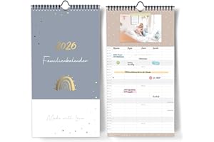 ‎PAPERLIONS Family Planner, 5 Columns to Design Yourself, Gold, Family Calendar 2026, Photo Calendar, Wall Calendar, Craft Calendar, with Holidays and Holidays, Timetables and Much More