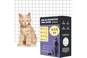 Mablik® Red para Gatos Terraza 4x3m Reforzada + Kit Instalación + Instrucciones. Red Gatos Ventanas y Terraza, de Color Negro, Refuerzo de Acero Inoxidable 12+1 (Reforzada 4x3m)