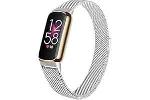 surundo Compatible with Fitbit-Luxe-Strap, Magnetic Clasp Stainless Steel Mesh Metal Milanese Loop Wristband Replacement Straps for Fitbit Luxe/Luxe, Silver, 5.9'' -8.6''