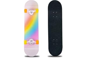 CLYCTIP Skateboard 8 strati in legno d'acero 78,9 x 20,3 cm, cuscinetti a sfera ABEC-11 e ruote 95A, skateboard standard per bambini, adolescenti, adulti e principianti