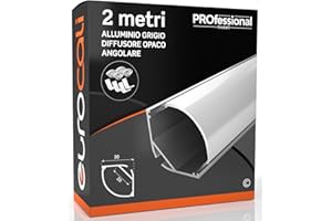 Eurocali 1x Profilo Angolare da 2 metri (2mt) in Alluminio per Strisce LED Schermatura Opaca ingombro max striscia led 20mm - 30 x 30