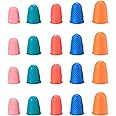 20PCS Rubber Finger Tip Pads, Reusable Finger Protectors, Thickened Finger Cones Thimblettes for Counting Money Sorting Writing Sorting Sports Games (5 Sizes and Colors)