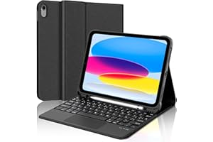 SENGBIRCH Teclado iPad 10 generación - Trackpad Multi-Touch Teclado Nuevo iPad 10.ª Generación 2022, Lápiz y Español (Incluye Letra Ñ) Teclado Bluetooth Inalámbrico Desmontable para iPad 10 2022,Negro