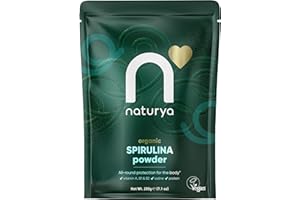 Naturya Organic Spirulina Powder 200g - Superfood Supplement for Energy, Immunity, & Detox – 100% Natural, Nutrient-Rich with High Protein & Iron, Non-GMO, Vegan-Friendly - Resealable Pack