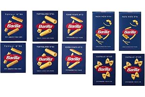 TESTPAKET Pasta Barilla italienska (10 x 500 g) 5 typer av nudlar korta nudlar (Fusilli-Tortiglioni-penna Rigate-P.Mista-Farf