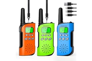 AWANFI Walkie-Talkie Bambini, 3 Pezzi Walkie Talkie Ricaricabile con Batteria, Torcia, Funzione SOS e VOX, Lungo Raggio, Walkie-Talkies per Campeggio, Avventure, Regali per Bambini 3 a 12 Anni