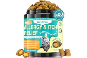 Woyamay Skin Comfort Treats for Cats, 500 Crunchy & Creamy Cat Chews for Sensitive Skin, Paws, Eyes, Ears | Help Reduce Licking & Scratching Habits, Supports Seasonal Sensitivities, Chicken Flavor