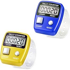 GLUN® Naam Jap Counter Digital Tally Counter | Finger Ring Chanting Counter for Mantra, Meditation, Prayer & Pooja | Electronic Counting Device for Jap Mala & Umpire Use (Pack of 2) (Random Colour)