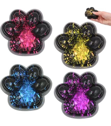 Squishy Patte De Chat Anti-stress – 7x6,5 Cm, Mousse Caoutchouc, Couleurs Vives, Jouet Sensoriel Pour Enfants Et Adultes