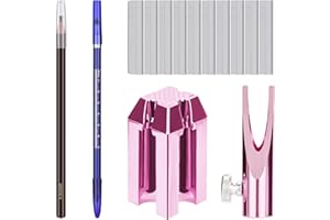 ATOMUS Eyebrow Makeup Sharpener Set 0.8cm and 1cm Pencil Sharpener 10pcs Eyebrow Trimmer Brown and Black Eyebrow Pencil Set for Makeup and Microblading Eyebrow
