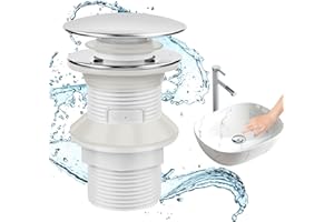 MengQiLe Piletta Lavabo Bagno Senza Troppopieno, Valvola di Scarico Lavabo, Piletta Bidet Click Clack, Piletta per Scarico Lavabo Universale 1 1/4“ Pollice - Bianco