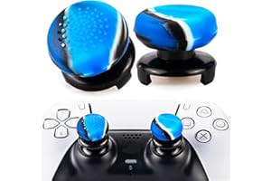 Playrealm FPS Thumbstick Extender & 3D Texture Rubber Silicone Grip Cover 2 Sets for PS5 Dualsenese & PS4 Controller (Camouflage Blue)