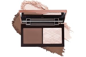 LESTPOLA Paleta de Polvos Iluminadores Faciales, 2 Colores Paleta de Contorno Bronceador Shimmer, Bronceadores Faciales Iluminador Paleta, Mate Brillante Contouring en Polvo, Highlighter Palette de Maquillaje