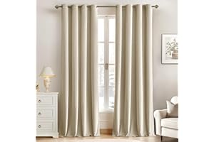 MIULEE Tende Velluto Beige Chiaro per Interni Tenda Moderne, Eleganti Tenda per Camera da Letto Salotto e Soggiorno, 2 Pezzi Tende Oscuranti Termiche per Interni Velluto con Occhielli L 140 x A 260 CM