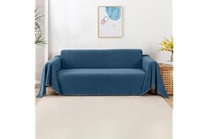 VanderHOME Super rozciągliwy pokrowiec na sofę jednolity kolor wodoodporny ręcznik na sofę cztery pory roku uniwersalny wystrój domu miękkie pokrowce na sofę antypoślizgowe można prać do salonu sypialni 180 x 130 cm ciemnoniebieski