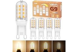 VIIIVA G9 LED Light Bulbs Dimmable 5W - 5Pcs, Warm White 3000K, 500LM, Equivalent to 45W G9 Halogen Bulb, Energy Saving Bulb, CRI>80, 360° Beam Angle, No Flicker, for Home Lighting, Crystal Chandelier