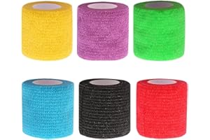 JGYCVBU 6 Rotoli Benda Viscoelastica, 6 Colori, 5 cm x 4,5 m, Fasciatura Autoadesiva Morbida e Confortevole Benda Sportiva Non Tessuta, Adatta per Mani, Piedi, Ginocchia, Bracciaesiva benda elastica