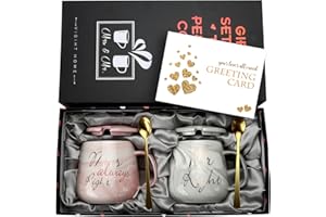 SOVYIME Mr Right and Mrs Always Right Couples Coffee Mugs Cups Gifts Set for Engagement Wedding Bridal Shower Bride and Groom to Be Newlyweds Anniversary - Ceramic Marble 13 Ounce-Oval