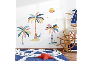 SHUCHING Pegatinas de Pared Decorativas Palmera, Vinilos Decorativos Coco Árbol, Autoadhesivo Adhesivos Pared Infantil, Decoracion Pared de Color para Salon Baño Decoracion Habitación Bebés