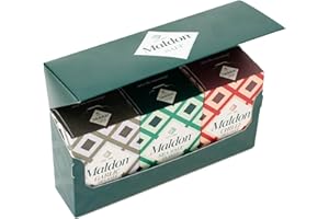 Maldon Salt - Gift Pack 125g Original, 100g Garlic & 100g Chilli Sea Salt - The Best Gift for Food Lovers and Aspiring Cooks, Versatile Flavours - Comes in Premium Packaging