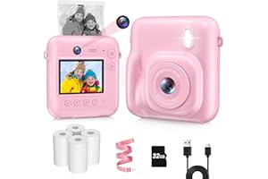 AASONIDA Kinderkamera Sofortbildkamera mit Dual-Kamera,48MP Sofortbildkamera Kinder mit 32GB Karte & 4*Druckpapier, 1080P Digitalkamera Kinder,Geschenke für für 4,5,6,7,8,9,10 Jahre altes Mädchen
