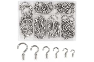 Yuknees 75 Stück Schraubhaken Edelstahl,Deckenhaken,Kleine Haken für Holz,Haken zum Schrauben Ideal für,Weihnachtsdekoration,Garten, Holz