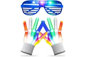 Dilabnda LED Gloves - Kids to Adults, 5 Color/6 Mode, Party Gloves for Boys & Girls 8-12