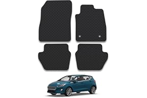 CAR MAT CO Ford Fiesta (2017+) Compatible Rubber Car Mats Accessories Tailored Fit Accessory Full Coverage Heavy-Duty All Weather Protection Anti-Slip Floor Mats Durable Full Coverage Protection with Clips